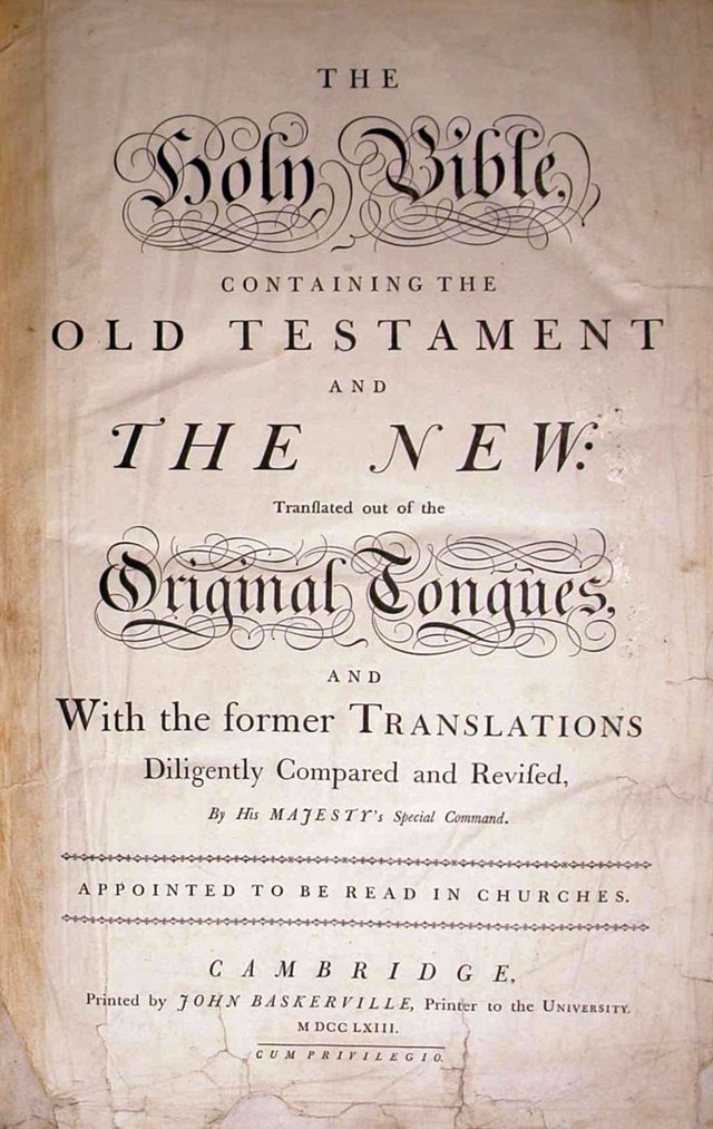 1763年Baskerville版圣经，凯恩斯中学时家族朋友的赠礼