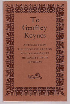 凯恩斯的弟弟Geoffrey也是知名藏书家，这是1972年伦敦藏书协会出版的85岁纪念文集
